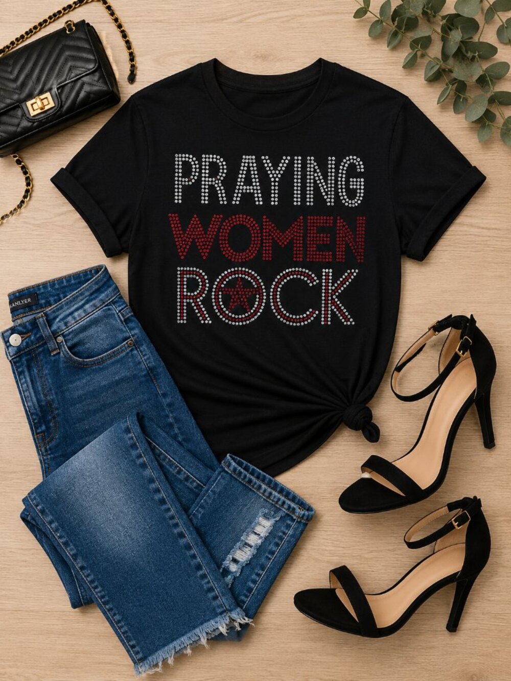 ✨ Praying Women Rock Rhinestone Tee ✨
